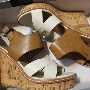 White / Tan wedge